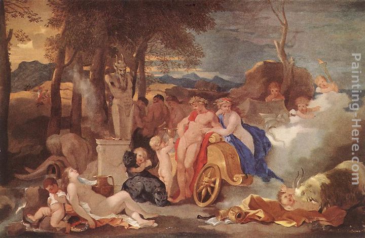 Bacchus and Ceres with Nymphs and Satyrs painting - Sebastien Bourdon Bacchus and Ceres with Nymphs and Satyrs art painting